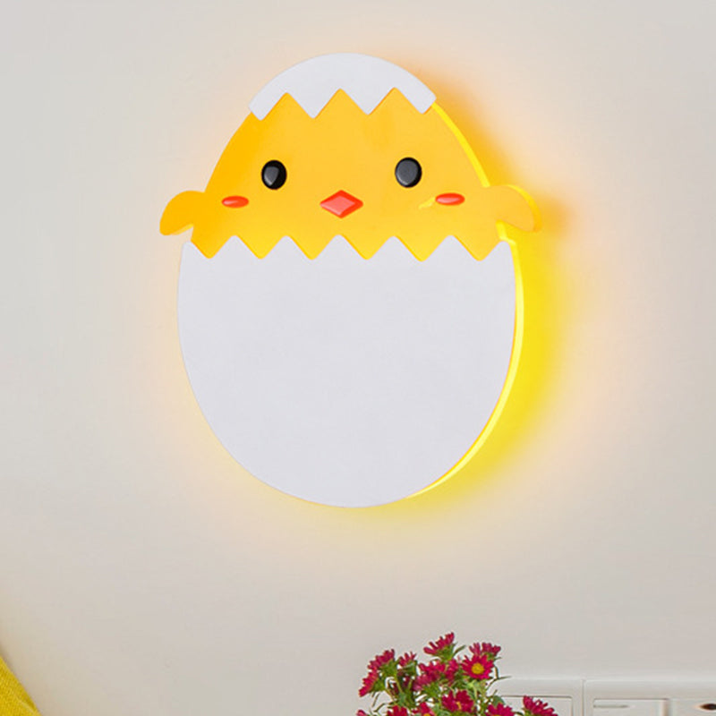 Eggette/Dinosaur Wall Lighting Cartoon Acrylic LED Green/Yellow Wall Sconce Lamp in White/Warm Light for Kids Bedside Yellow Clearhalo 'Wall Lamps & Sconces' 'Wall Lights' Lighting' 702204