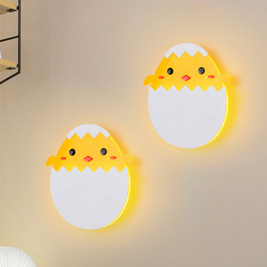 Eggette/Dinosaur Wall Lighting Cartoon Acrylic LED Green/Yellow Wall Sconce Lamp in White/Warm Light for Kids Bedside Clearhalo 'Wall Lamps & Sconces' 'Wall Lights' Lighting' 702205