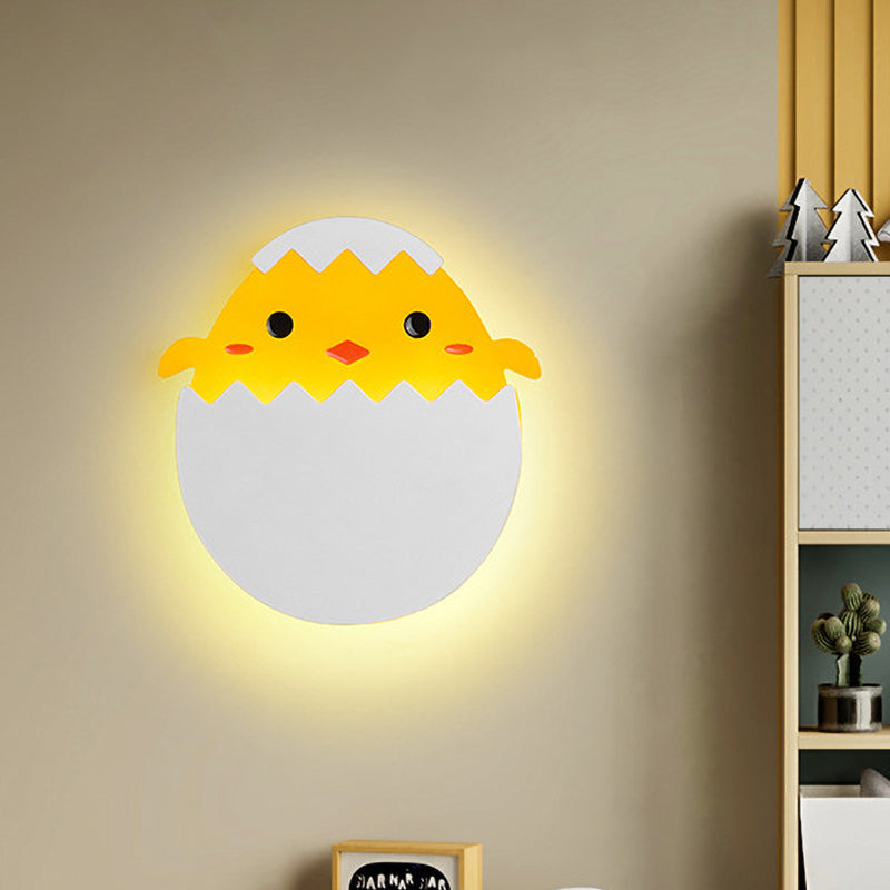 Eggette/Dinosaur Wall Lighting Cartoon Acrylic LED Green/Yellow Wall Sconce Lamp in White/Warm Light for Kids Bedside Clearhalo 'Wall Lamps & Sconces' 'Wall Lights' Lighting' 702206