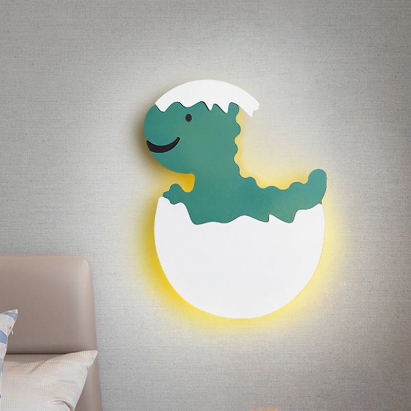 Eggette/Dinosaur Wall Lighting Cartoon Acrylic LED Green/Yellow Wall Sconce Lamp in White/Warm Light for Kids Bedside Green Clearhalo 'Wall Lamps & Sconces' 'Wall Lights' Lighting' 702209