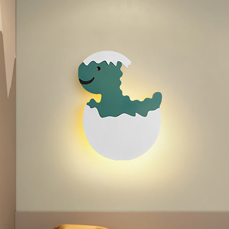 Eggette/Dinosaur Wall Lighting Cartoon Acrylic LED Green/Yellow Wall Sconce Lamp in White/Warm Light for Kids Bedside Clearhalo 'Wall Lamps & Sconces' 'Wall Lights' Lighting' 702211