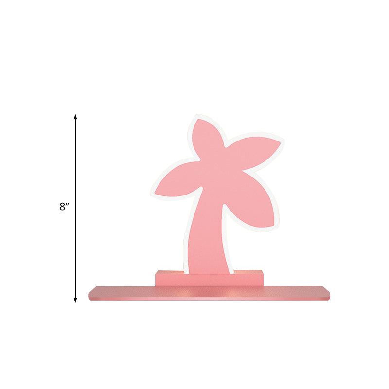 Iron Coconut Tree/Car/Airplane Wall Lighting Cartoon LED Blue/Pink Sconce Lamp Fixture with Storage Desk in White/Warm Light Clearhalo 'Wall Lamps & Sconces' 'Wall Lights' Lighting' 702253