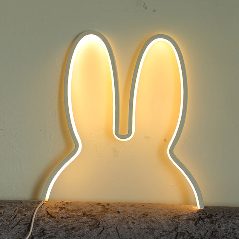 Cartoon Rabbit Frame Wall Sconce Lighting Acrylic LED Bedside Wall Lamp Fixture in White/Black Clearhalo 'Wall Lamps & Sconces' 'Wall Lights' Lighting' 702256