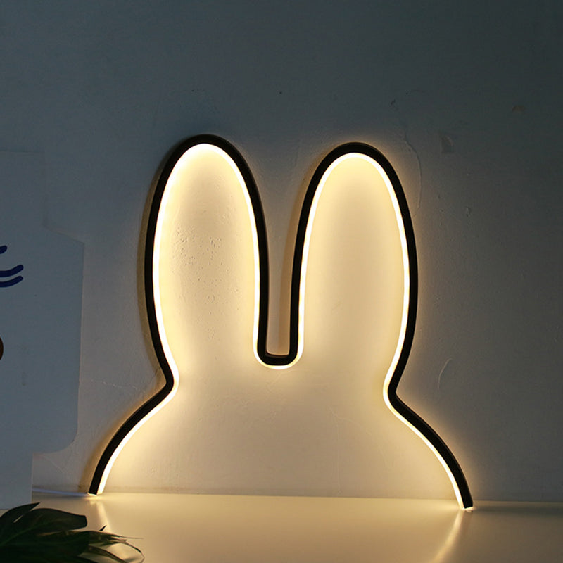 Cartoon Rabbit Frame Wall Sconce Lighting Acrylic LED Bedside Wall Lamp Fixture in White/Black Clearhalo 'Wall Lamps & Sconces' 'Wall Lights' Lighting' 702261