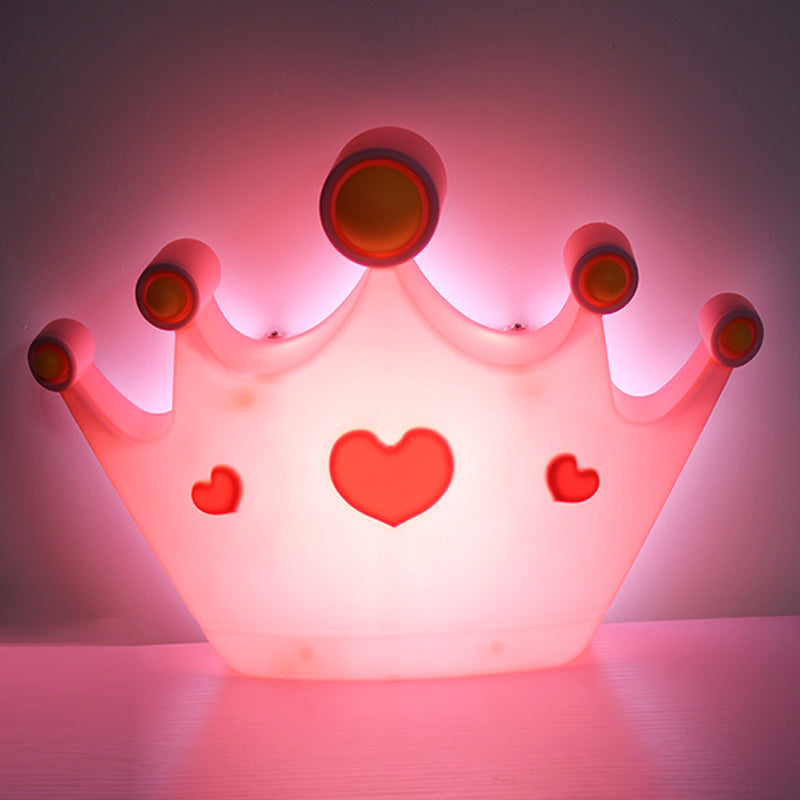 Pink Finish Crown Shape Wall Light Sconce Cartoon LED Plastic Wall Mount Lamp Fixture Pink Clearhalo 'Wall Lamps & Sconces' 'Wall Lights' Lighting' 702268