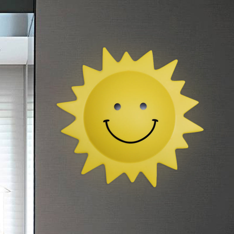 Plastic Sun Shaped Sconce Lighting Cartoon LED Wall Mounted Lamp in Yellow for Child Bedroom Clearhalo 'Wall Lamps & Sconces' 'Wall Lights' Lighting' 702275