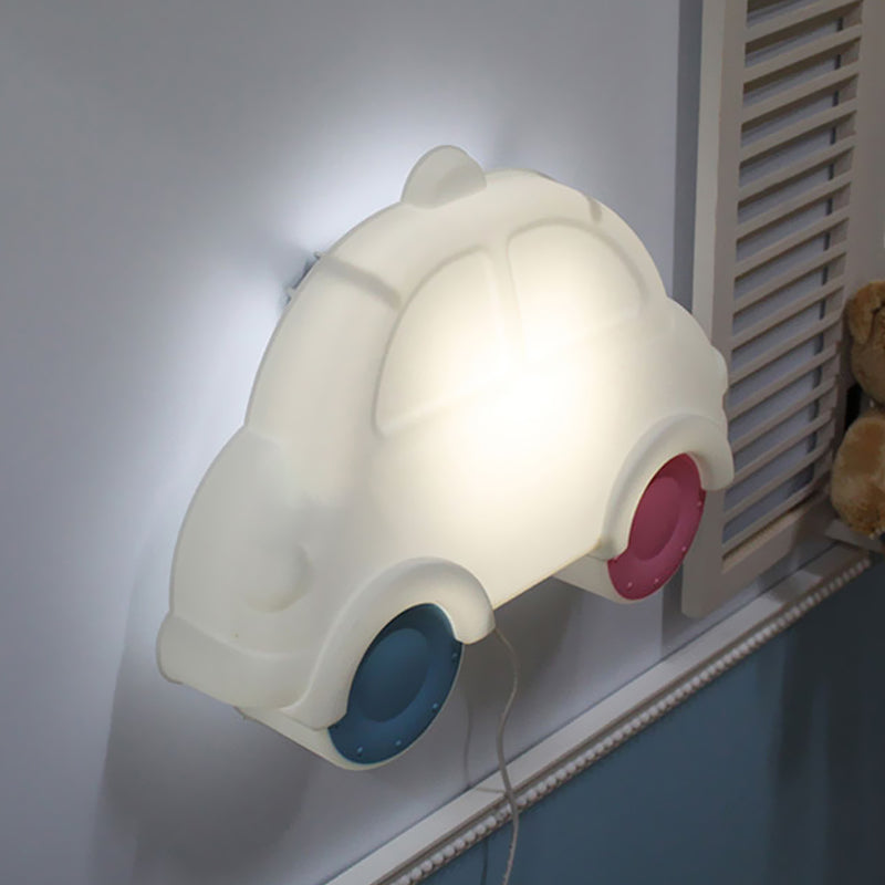 Car Corner Wall Sconce Lighting Plastic LED Cartoon White-Blue-Pink Wall Lamp Fixture Clearhalo 'Wall Lamps & Sconces' 'Wall Lights' Lighting' 702296