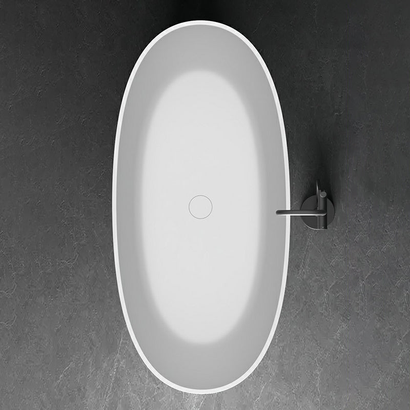 Modern Stone Oval White Bathtub Freestanding Soaking Bath for Bathroom Overflow Hole Not Included Clearhalo 'Bathroom Remodel & Bathroom Fixtures' 'Bathtubs' 'Home Improvement' 'home_improvement' 'home_improvement_bathtubs' 'Showers & Bathtubs' 7023572