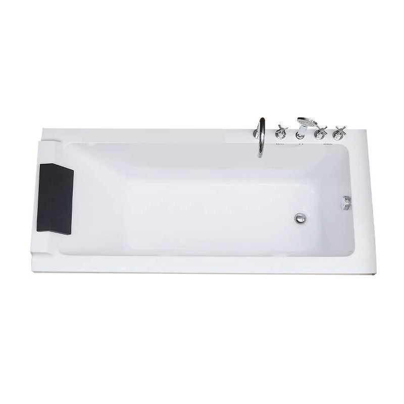 Acrylic Soaking Bathtub Antique Finish Drop-in Back to Wall Bath Tub Left Tub with Silver 5-Piece Set Clearhalo 'Bathroom Remodel & Bathroom Fixtures' 'Bathtubs' 'Home Improvement' 'home_improvement' 'home_improvement_bathtubs' 'Showers & Bathtubs' 7023588