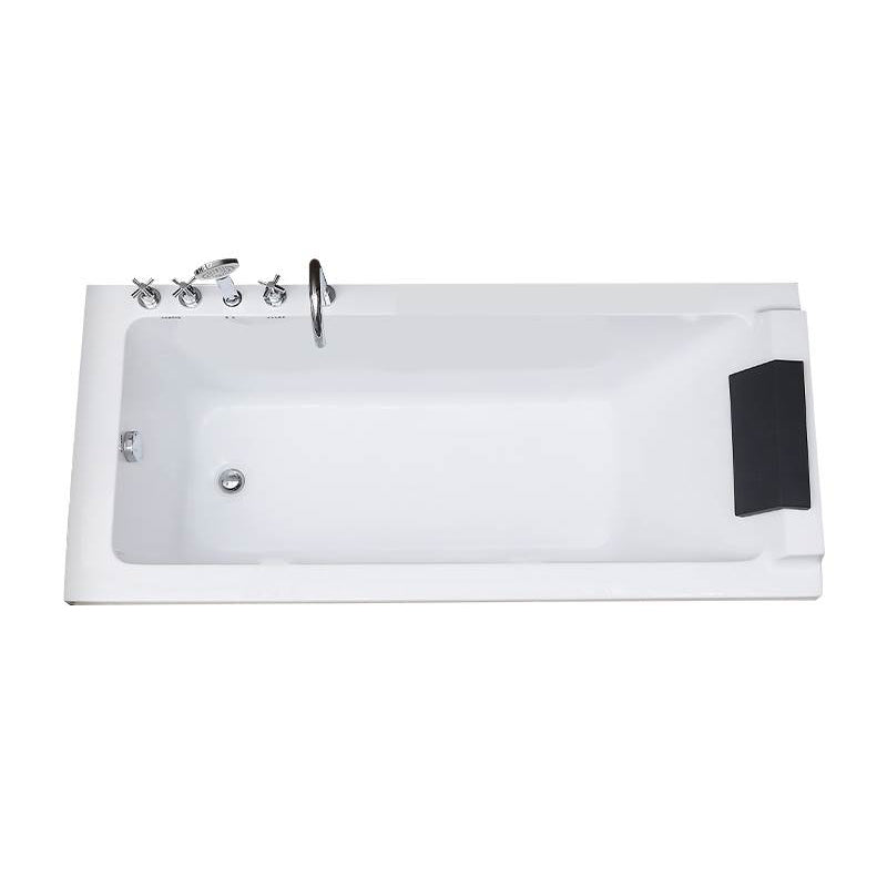 Acrylic Soaking Bathtub Antique Finish Drop-in Back to Wall Bath Tub Right Tub with Silver 5-Piece Set Clearhalo 'Bathroom Remodel & Bathroom Fixtures' 'Bathtubs' 'Home Improvement' 'home_improvement' 'home_improvement_bathtubs' 'Showers & Bathtubs' 7023592