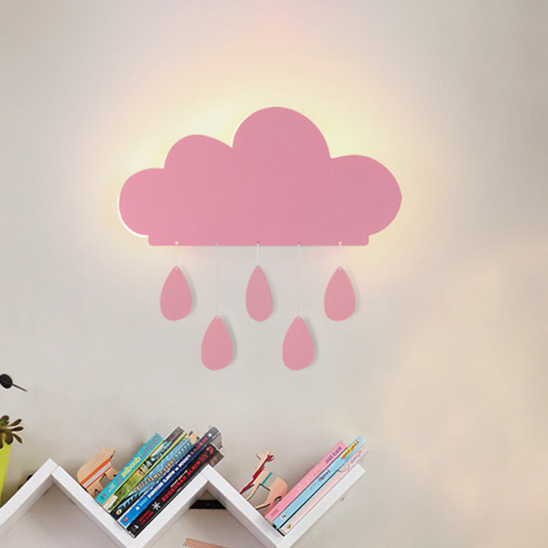 Rain Cloud Shape Sconce Light Cartoon Acrylic LED Bedside Wall Mount Lamp Fixture in Blue/Pink Clearhalo 'Wall Lamps & Sconces' 'Wall Lights' Lighting' 702374