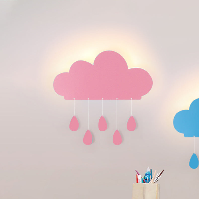 Rain Cloud Shape Sconce Light Cartoon Acrylic LED Bedside Wall Mount Lamp Fixture in Blue/Pink Clearhalo 'Wall Lamps & Sconces' 'Wall Lights' Lighting' 702375