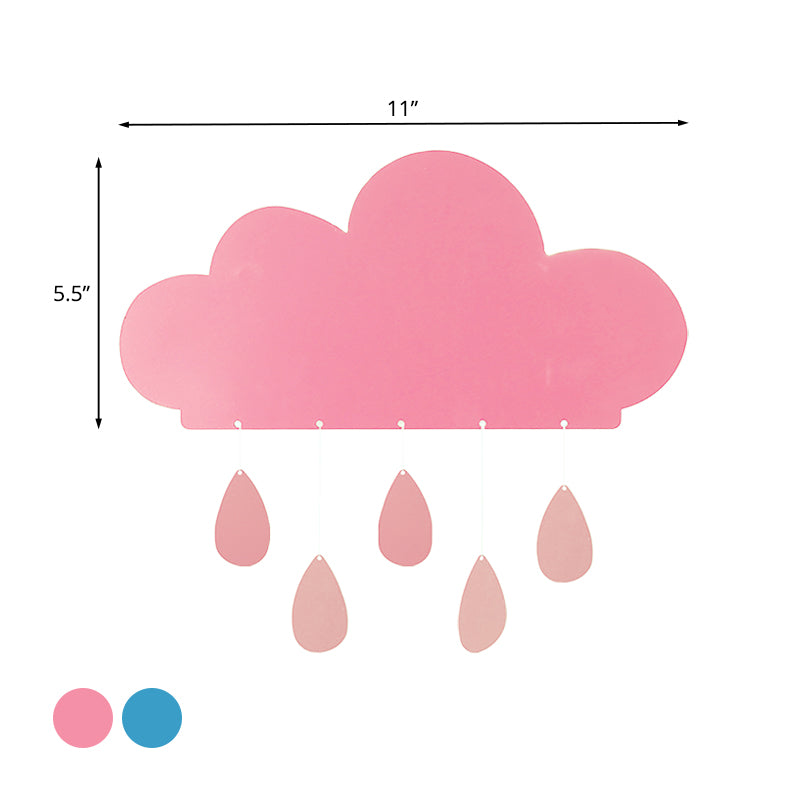 Rain Cloud Shape Sconce Light Cartoon Acrylic LED Bedside Wall Mount Lamp Fixture in Blue/Pink Clearhalo 'Wall Lamps & Sconces' 'Wall Lights' Lighting' 702377