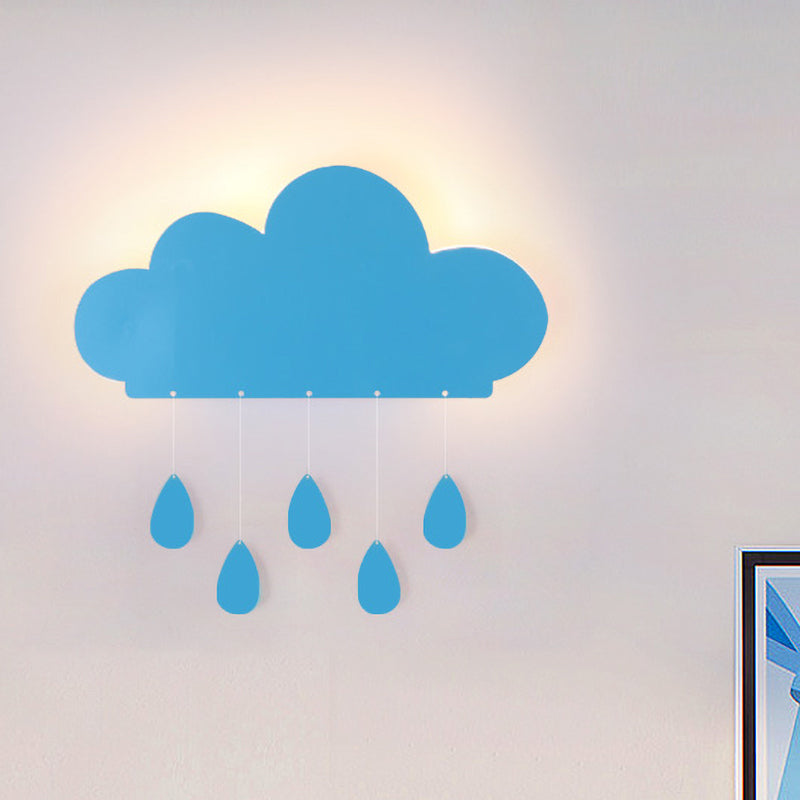 Rain Cloud Shape Sconce Light Cartoon Acrylic LED Bedside Wall Mount Lamp Fixture in Blue/Pink Blue Clearhalo 'Wall Lamps & Sconces' 'Wall Lights' Lighting' 702378