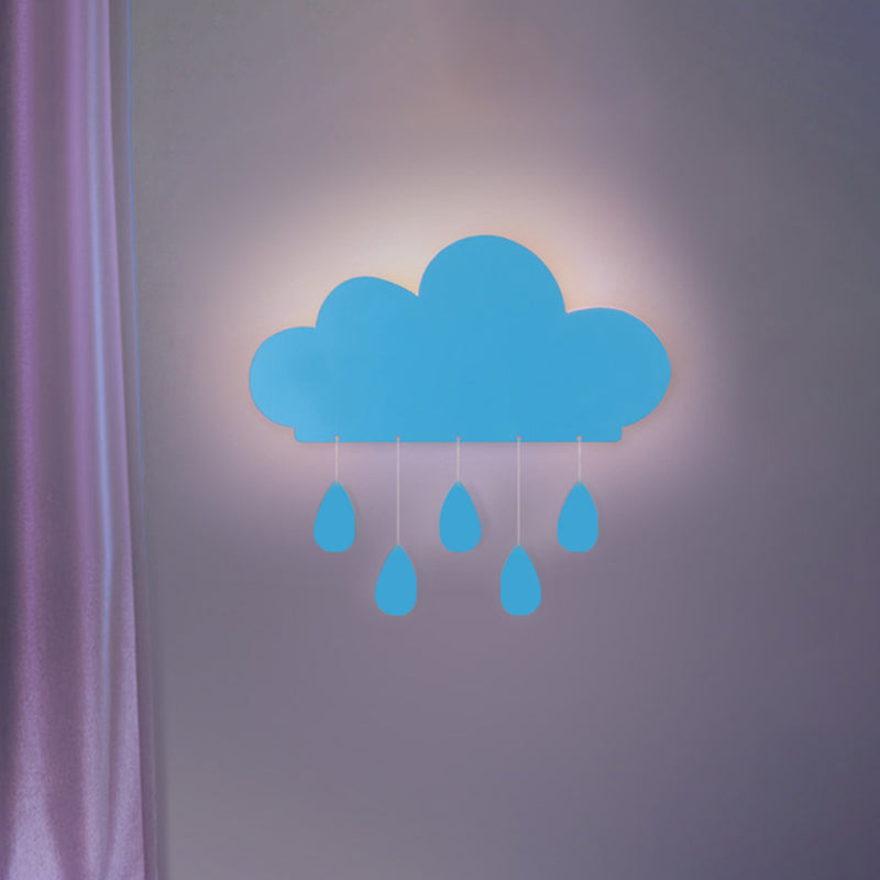 Rain Cloud Shape Sconce Light Cartoon Acrylic LED Bedside Wall Mount Lamp Fixture in Blue/Pink Clearhalo 'Wall Lamps & Sconces' 'Wall Lights' Lighting' 702379