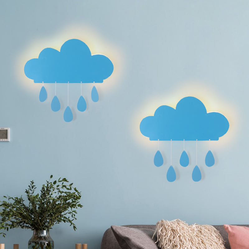 Rain Cloud Shape Sconce Light Cartoon Acrylic LED Bedside Wall Mount Lamp Fixture in Blue/Pink Clearhalo 'Wall Lamps & Sconces' 'Wall Lights' Lighting' 702380