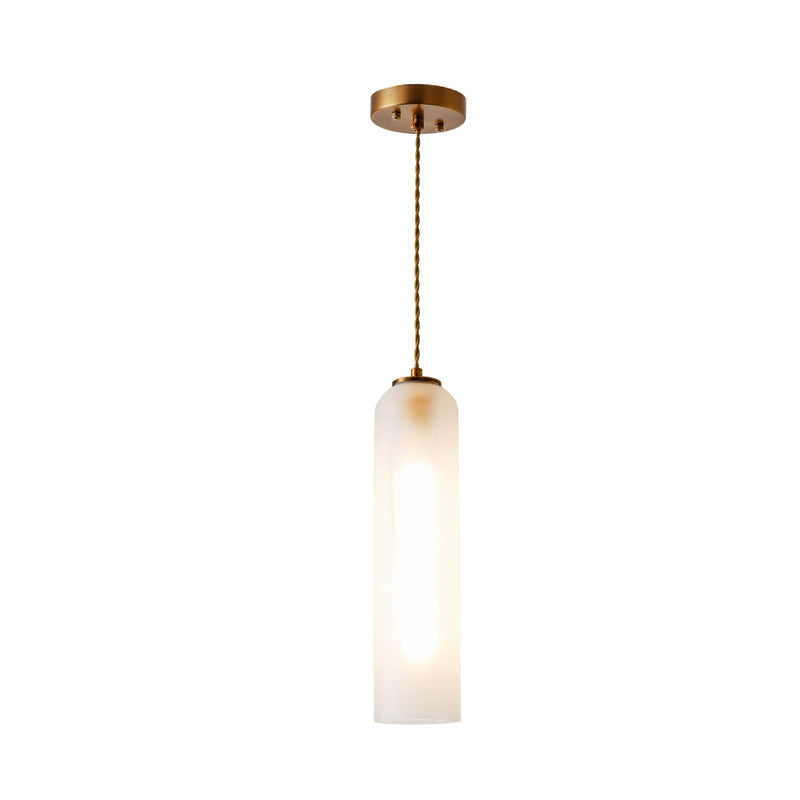 Modern Tube Pendant Light Milk White Glass 1 Light Dining Room Suspension Lamp in Gold Clearhalo 'Ceiling Lights' 'Glass shade' 'Glass' 'Modern Pendants' 'Modern' 'Pendant Lights' 'Pendants' Lighting' 702474