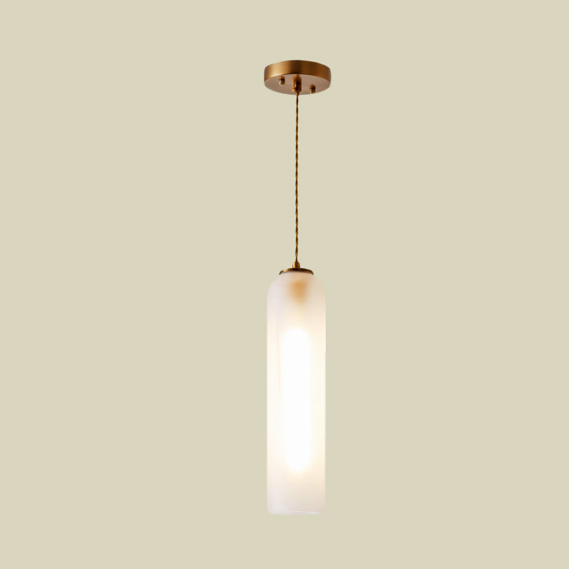 Modern Tube Pendant Light Milk White Glass 1 Light Dining Room Suspension Lamp in Gold Clearhalo 'Ceiling Lights' 'Glass shade' 'Glass' 'Modern Pendants' 'Modern' 'Pendant Lights' 'Pendants' Lighting' 702475