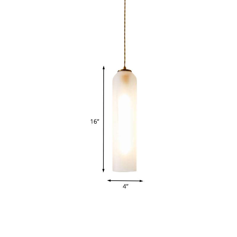 Modern Tube Pendant Light Milk White Glass 1 Light Dining Room Suspension Lamp in Gold Clearhalo 'Ceiling Lights' 'Glass shade' 'Glass' 'Modern Pendants' 'Modern' 'Pendant Lights' 'Pendants' Lighting' 702476