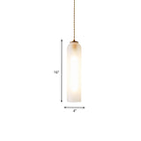 Modern Tube Pendant Light Milk White Glass 1 Light Dining Room Suspension Lamp in Gold Clearhalo 'Ceiling Lights' 'Glass shade' 'Glass' 'Modern Pendants' 'Modern' 'Pendant Lights' 'Pendants' Lighting' 702476