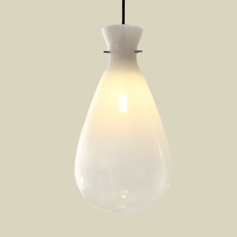 Waterdrop Hanging Lighting Simple White Glass 1-Light Restaurant Ceiling Suspension Lamp Clearhalo 'Ceiling Lights' 'Glass shade' 'Glass' 'Modern Pendants' 'Modern' 'Pendant Lights' 'Pendants' Lighting' 702485