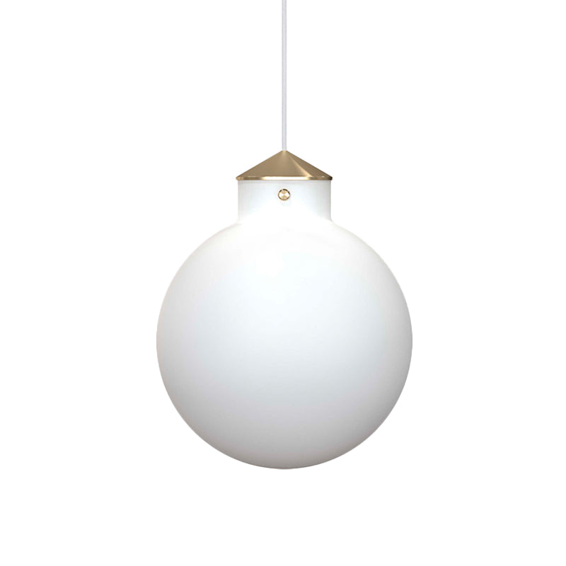 Brass Globe Ceiling Pendant Light Simple 1 Bulb Milk White Glass Suspension Lamp for Bedside Clearhalo 'Ceiling Lights' 'Glass shade' 'Glass' 'Modern Pendants' 'Modern' 'Pendant Lights' 'Pendants' Lighting' 702495