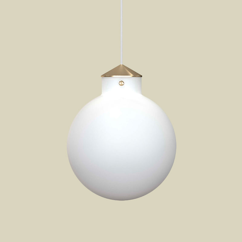 Brass Globe Ceiling Pendant Light Simple 1 Bulb Milk White Glass Suspension Lamp for Bedside Clearhalo 'Ceiling Lights' 'Glass shade' 'Glass' 'Modern Pendants' 'Modern' 'Pendant Lights' 'Pendants' Lighting' 702496