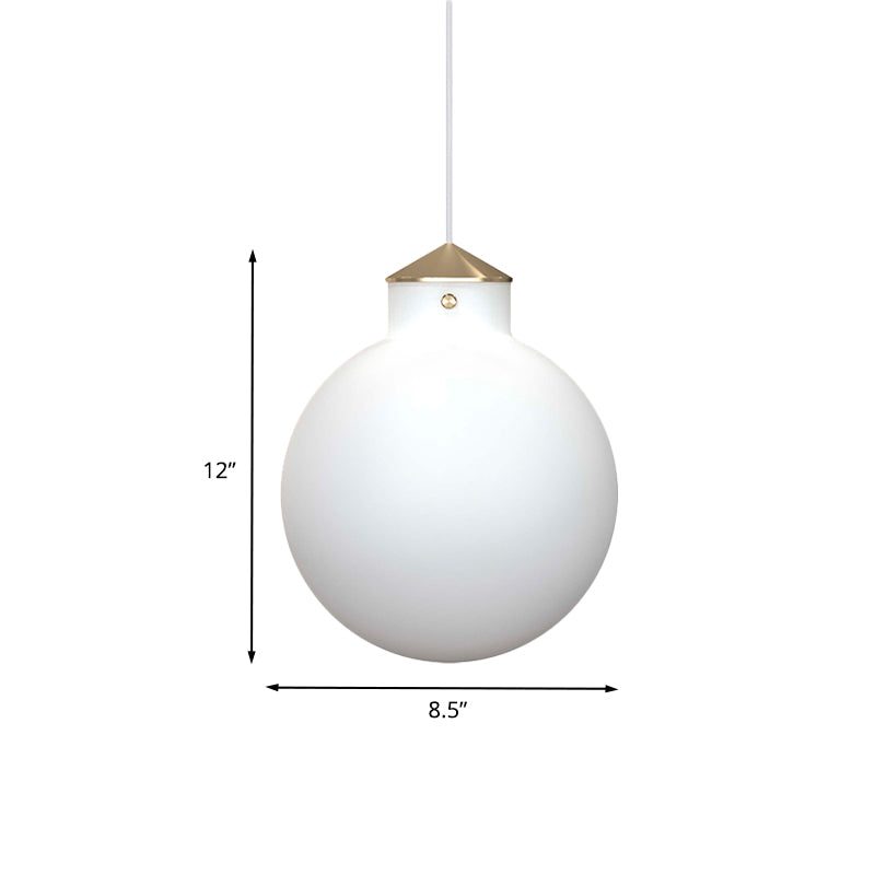 Brass Globe Ceiling Pendant Light Simple 1 Bulb Milk White Glass Suspension Lamp for Bedside Clearhalo 'Ceiling Lights' 'Glass shade' 'Glass' 'Modern Pendants' 'Modern' 'Pendant Lights' 'Pendants' Lighting' 702497