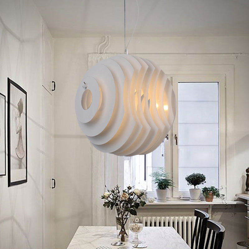 Honeycomb Dining Room Hanging Lighting Metal 1 Light Modernist Suspension Lamp in White White Clearhalo 'Ceiling Lights' 'Modern Pendants' 'Modern' 'Pendant Lights' 'Pendants' Lighting' 702517