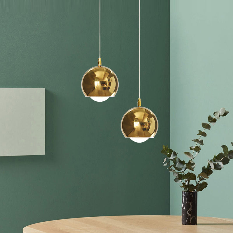 Iron Globe Pendant Lighting Post Modern 1 Head Rotatable LED Hanging Lamp Kit in Gold over Table Clearhalo 'Ceiling Lights' 'Modern Pendants' 'Modern' 'Pendant Lights' 'Pendants' Lighting' 702538