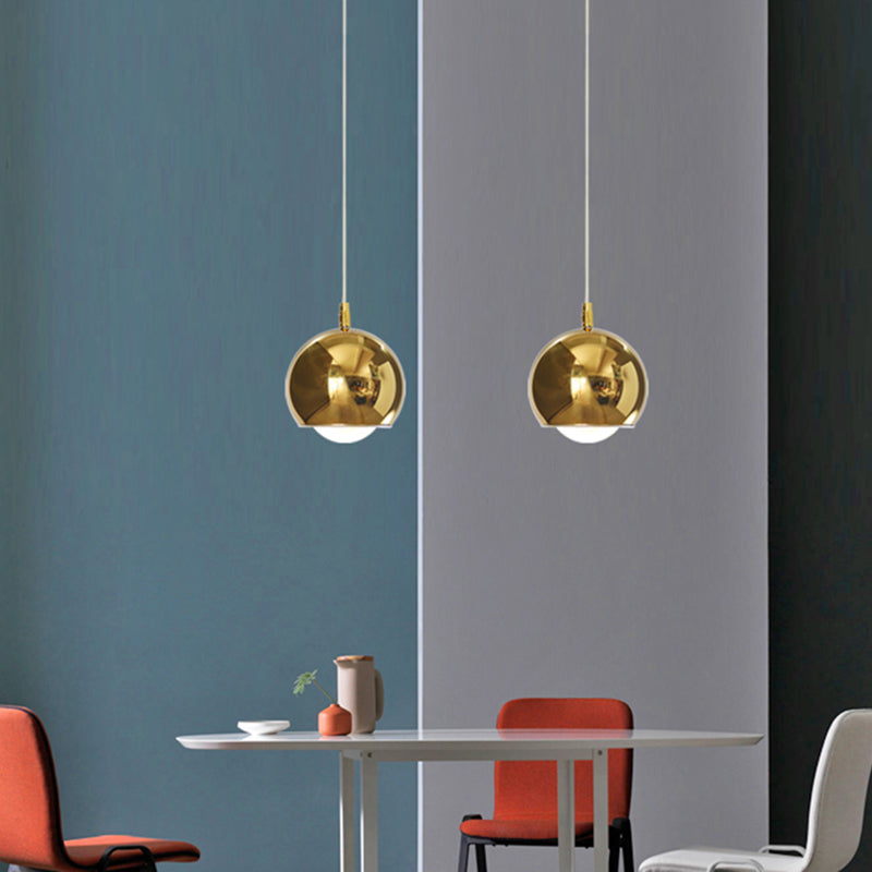 Iron Globe Pendant Lighting Post Modern 1 Head Rotatable LED Hanging Lamp Kit in Gold over Table Clearhalo 'Ceiling Lights' 'Modern Pendants' 'Modern' 'Pendant Lights' 'Pendants' Lighting' 702539