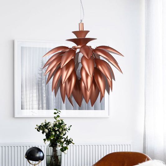 Copper Pinecone Suspension Lighting Contemporary 1-Bulb Metallic Ceiling Pendant Lamp for Restaurant Copper Clearhalo 'Ceiling Lights' 'Modern Pendants' 'Modern' 'Pendant Lights' 'Pendants' Lighting' 702542