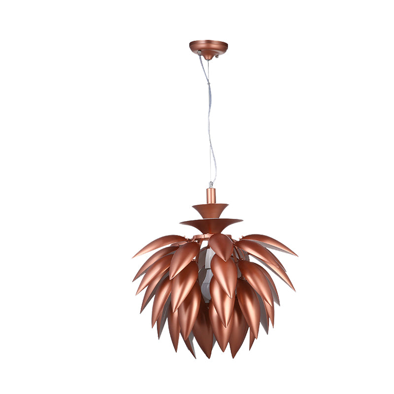 Copper Pinecone Suspension Lighting Contemporary 1-Bulb Metallic Ceiling Pendant Lamp for Restaurant Clearhalo 'Ceiling Lights' 'Modern Pendants' 'Modern' 'Pendant Lights' 'Pendants' Lighting' 702544