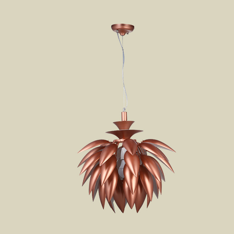 Copper Pinecone Suspension Lighting Contemporary 1-Bulb Metallic Ceiling Pendant Lamp for Restaurant Clearhalo 'Ceiling Lights' 'Modern Pendants' 'Modern' 'Pendant Lights' 'Pendants' Lighting' 702545