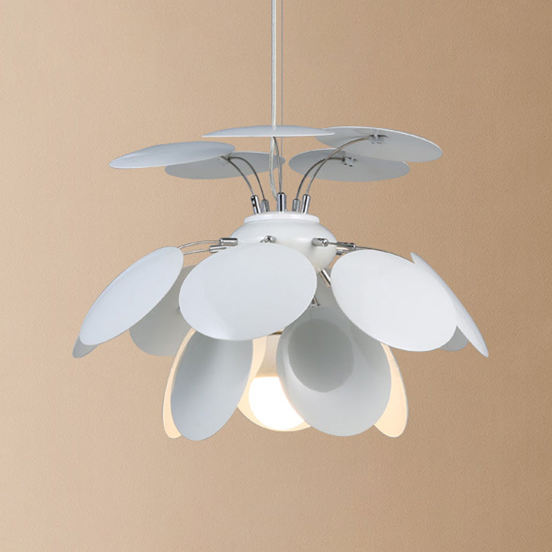 Modernism Pinecone Hanging Lighting Metallic 1-Head 19.5"/23.5" Wide Restaurant Pendant Lamp in White Clearhalo 'Ceiling Lights' 'Modern Pendants' 'Modern' 'Pendant Lights' 'Pendants' Lighting' 702555