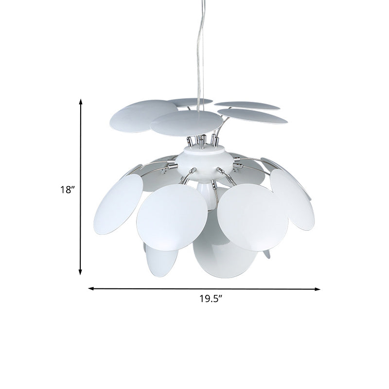 Modernism Pinecone Hanging Lighting Metallic 1-Head 19.5"/23.5" Wide Restaurant Pendant Lamp in White Clearhalo 'Ceiling Lights' 'Modern Pendants' 'Modern' 'Pendant Lights' 'Pendants' Lighting' 702556