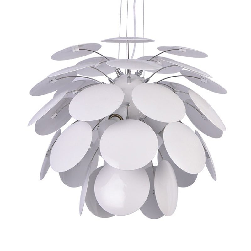 Modernism Pinecone Hanging Lighting Metallic 1-Head 19.5"/23.5" Wide Restaurant Pendant Lamp in White Clearhalo 'Ceiling Lights' 'Modern Pendants' 'Modern' 'Pendant Lights' 'Pendants' Lighting' 702559