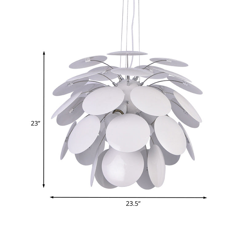 Modernism Pinecone Hanging Lighting Metallic 1-Head 19.5"/23.5" Wide Restaurant Pendant Lamp in White Clearhalo 'Ceiling Lights' 'Modern Pendants' 'Modern' 'Pendant Lights' 'Pendants' Lighting' 702560