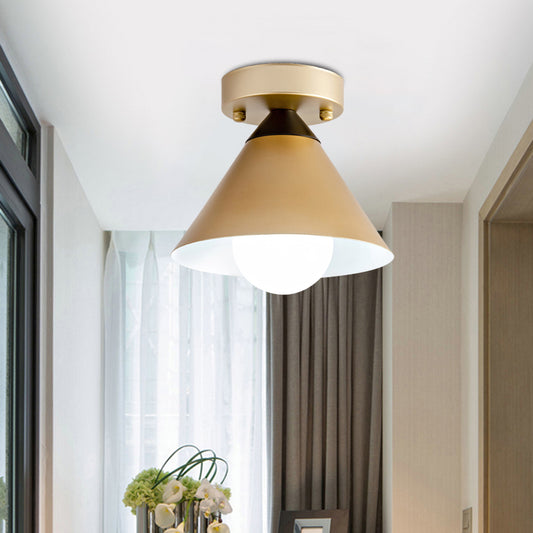 Conical Ceiling Mounted Fixture Modernist Metallic 1-Light Gold Finish Flushmount Light Gold Clearhalo 'Ceiling Lights' 'Close To Ceiling Lights' 'Close to ceiling' 'Flush mount' Lighting' 702585