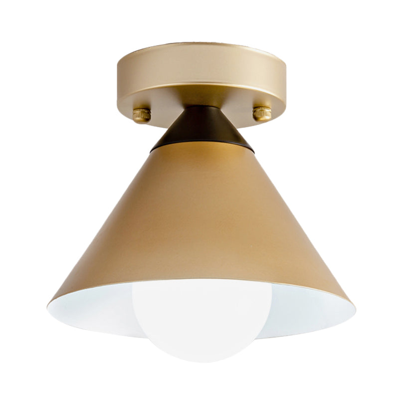 Conical Ceiling Mounted Fixture Modernist Metallic 1-Light Gold Finish Flushmount Light Clearhalo 'Ceiling Lights' 'Close To Ceiling Lights' 'Close to ceiling' 'Flush mount' Lighting' 702587