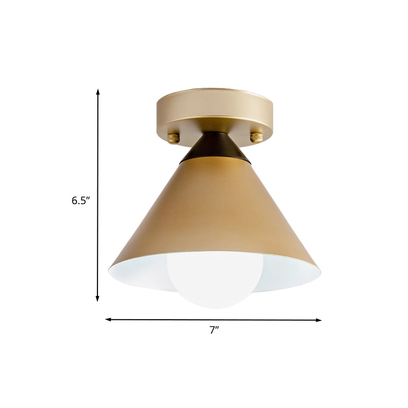 Conical Ceiling Mounted Fixture Modernist Metallic 1-Light Gold Finish Flushmount Light Clearhalo 'Ceiling Lights' 'Close To Ceiling Lights' 'Close to ceiling' 'Flush mount' Lighting' 702589