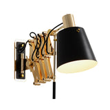 Expansion Arm Wall Mount Light Post Modern Metallic Gold 1-Head Sconce Lamp with Black Barrel Shade Clearhalo 'Cast Iron' 'Glass' 'Industrial' 'Modern wall lights' 'Modern' 'Tiffany' 'Traditional wall lights' 'Wall Lamps & Sconces' 'Wall Lights' Lighting' 702651