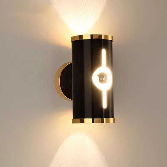 Black Finish Cylinder Sconce Lighting Modernist 1 Head Metal Up and Down Wall Mounted Lamp Black Clearhalo 'Modern wall lights' 'Modern' 'Wall Lamps & Sconces' 'Wall Lights' Lighting' 702654
