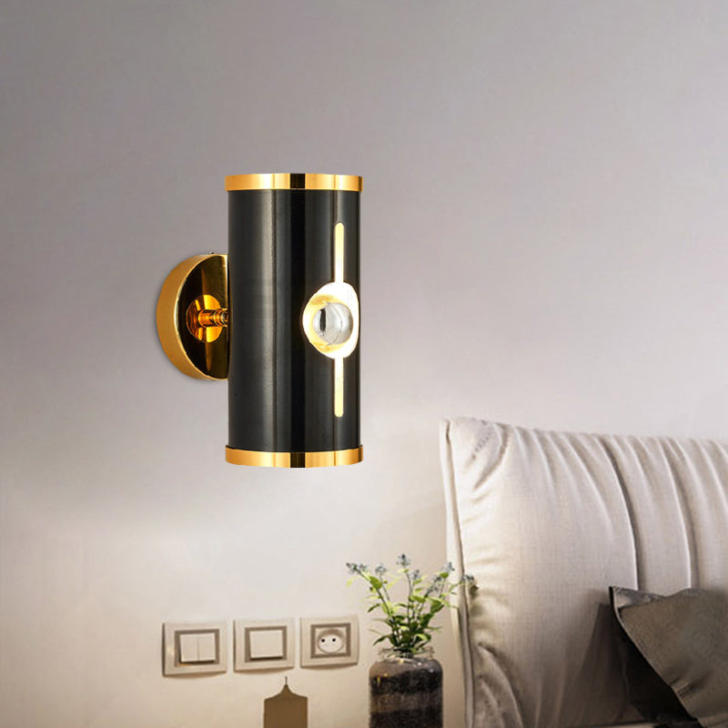 Black Finish Cylinder Sconce Lighting Modernist 1 Head Metal Up and Down Wall Mounted Lamp Clearhalo 'Modern wall lights' 'Modern' 'Wall Lamps & Sconces' 'Wall Lights' Lighting' 702655