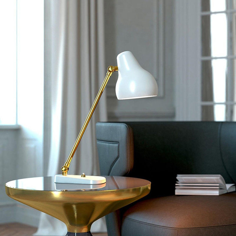 Modern Urn Table Lighting Metal LED Bedside Rotatable Reading Book Lamp in White and Gold Clearhalo 'Lamps' 'Table Lamps' Lighting' 702688