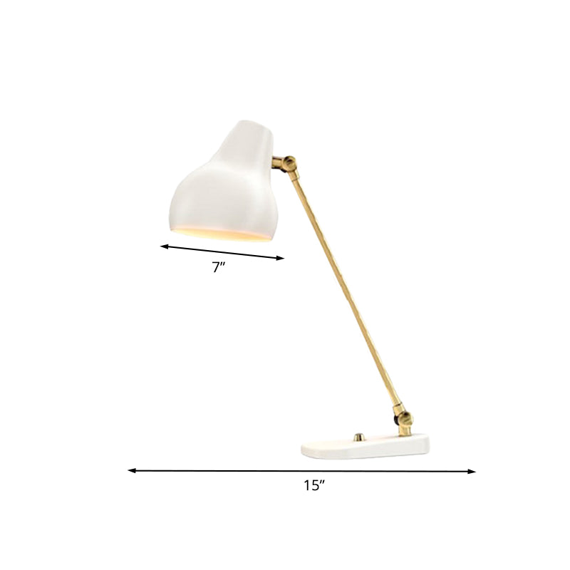 Modern Urn Table Lighting Metal LED Bedside Rotatable Reading Book Lamp in White and Gold Clearhalo 'Lamps' 'Table Lamps' Lighting' 702691