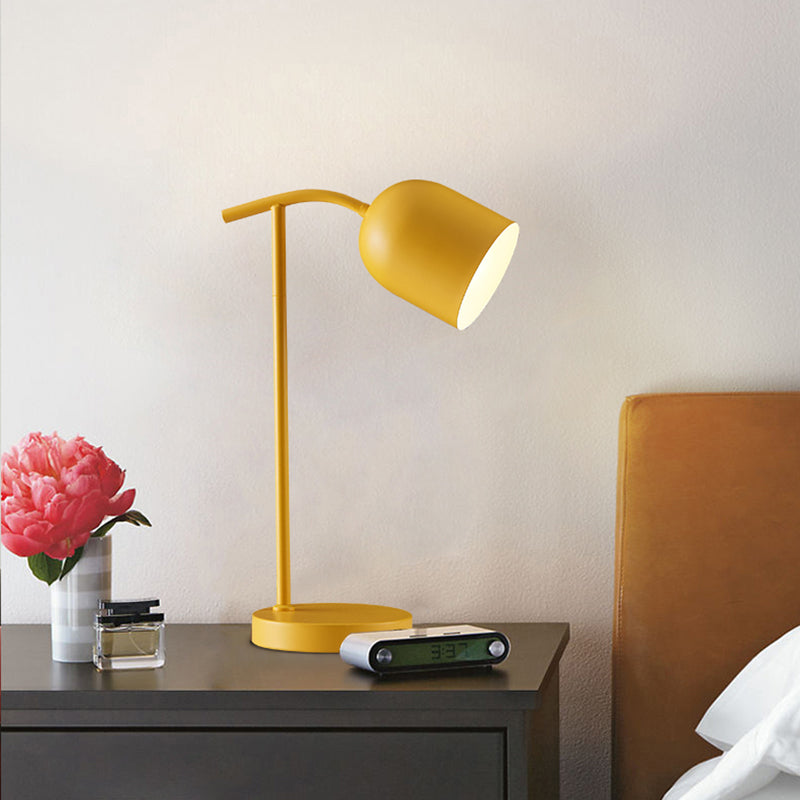 White/Black/Yellow Finish Bell Desk Lighting Macaron LED Metallic Reading Book Light for Bedside Clearhalo 'Lamps' 'Table Lamps' Lighting' 702701