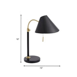 Flared Iron Table Lighting Simple 1 Bulb Black Finish Reading Lamp with Pull Chain for Study Room Clearhalo 'Lamps' 'Table Lamps' Lighting' 702725