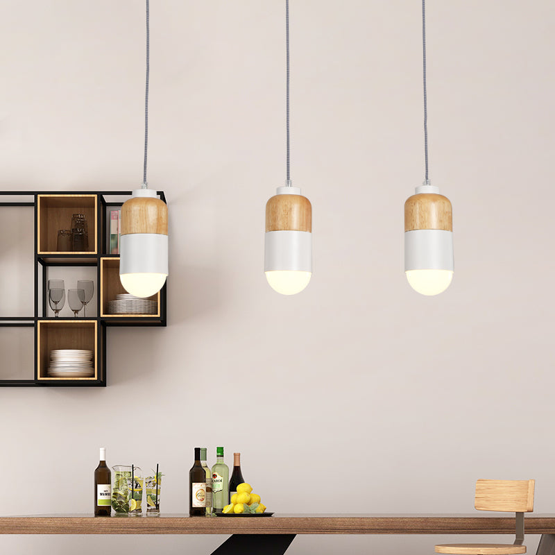 Capsule LED Cluster Pendant Modernism Metal 3 Bulbs White and Wood Pendant Light over Dining Table White Clearhalo 'Ceiling Lights' 'Modern Pendants' 'Modern' 'Pendant Lights' 'Pendants' Lighting' 702731