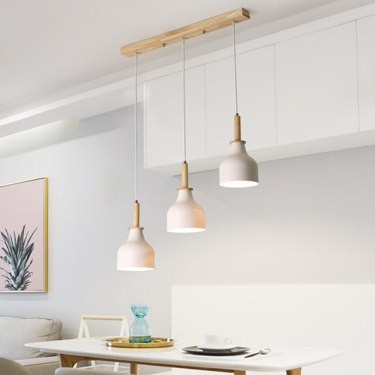 White/Black Finish Urn Cluster Pendant Modern Nordic 3 Heads Iron Hanging Light with Linear Canopy White Clearhalo 'Ceiling Lights' 'Modern Pendants' 'Modern' 'Pendant Lights' 'Pendants' Lighting' 702736